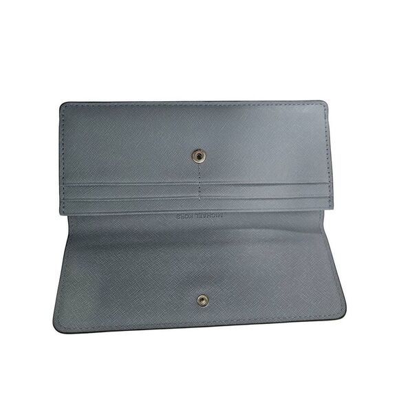 Michael Kors grey blue drawstring pebble leather backpack purse with matching wa - Picture 4 of 7